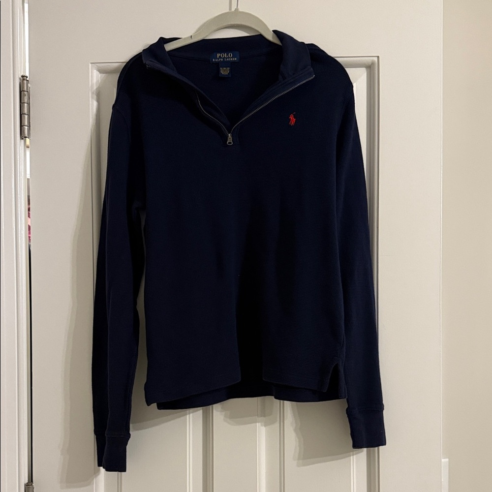 Polo by Ralph Lauren Men's Navy Blue Waffled Quarter-Zip
